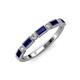 4 - Kelli 1.02 ctw Baguette Shape Blue Sapphire and Round Natural Diamond Milgrain Wedding Band 