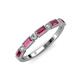 4 - Kelli 0.82 ctw Baguette Shape Pink Tourmaline and Round Natural Diamond Milgrain Wedding Band 