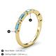 5 - Kelli 0.82 ctw Baguette Shape Blue Topaz and Round Natural Diamond Milgrain Wedding Band 