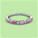 3 - Kelli 0.87 ctw Baguette Shape Pink Sapphire and Round Lab Grown Diamond Milgrain Wedding Band 