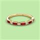 3 - Kelli 0.97 ctw Baguette Shape Ruby and Round Lab Grown Diamond Milgrain Wedding Band 