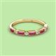 3 - Kelli 0.82 ctw Baguette Shape Pink Tourmaline and Round Lab Grown Diamond Milgrain Wedding Band 