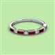 3 - Kelli 1.02 ctw Baguette Shape Red Garnet and Round Lab Grown Diamond Milgrain Wedding Band 