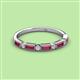 3 - Kelli 0.92 ctw Baguette Shape Rhodolite Garnet and Round Lab Grown Diamond Milgrain Wedding Band 