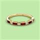 3 - Kelli 1.02 ctw Baguette Shape Red Garnet and Round Lab Grown Diamond Milgrain Wedding Band 