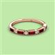 3 - Kelli 1.02 ctw Baguette Shape Red Garnet and Round Lab Grown Diamond Milgrain Wedding Band 