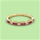 3 - Kelli 0.92 ctw Baguette Shape Rhodolite Garnet and Round Lab Grown Diamond Milgrain Wedding Band 