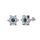 1 - Amora London Blue Topaz and Diamond Flower Earrings 