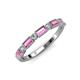 4 - Kelli 0.87 ctw Baguette Shape Pink Sapphire and Round Lab Grown Diamond Milgrain Wedding Band 