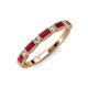 4 - Kelli 0.97 ctw Baguette Shape Ruby and Round Lab Grown Diamond Milgrain Wedding Band 