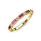 4 - Kelli 0.82 ctw Baguette Shape Pink Tourmaline and Round Lab Grown Diamond Milgrain Wedding Band 