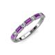 4 - Kelli 0.72 ctw Baguette Shape Amethyst and Round Lab Grown Diamond Milgrain Wedding Band 