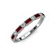 4 - Kelli 1.02 ctw Baguette Shape Red Garnet and Round Lab Grown Diamond Milgrain Wedding Band 