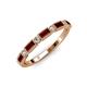 4 - Kelli 1.02 ctw Baguette Shape Red Garnet and Round Lab Grown Diamond Milgrain Wedding Band 