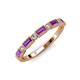 4 - Kelli 0.72 ctw Baguette Shape Amethyst and Round Lab Grown Diamond Milgrain Wedding Band 