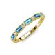4 - Kelli 0.82 ctw Baguette Shape Blue Topaz and Round Lab Grown Diamond Milgrain Wedding Band 