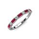 4 - Kelli 0.97 ctw Baguette Shape Ruby and Round Lab Grown Diamond Milgrain Wedding Band 