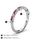 5 - Kelli 0.92 ctw Baguette Shape Rhodolite Garnet and Round Lab Grown Diamond Milgrain Wedding Band 