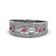 1 - Aurelia 0.54 ctw Rhodolite Garnet and Natural Diamonds Wedding Band 