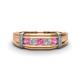 1 - Kevin 0.52 ctw Pink Sapphire and Natural Diamond Men Wedding Band (7.80 mm) 