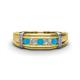 1 - Kevin 0.41 ctw Turquoise and Natural Diamond Men Wedding Band (7.80 mm) 