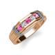 4 - Kevin 0.52 ctw Pink Sapphire and Natural Diamond Men Wedding Band (7.80 mm) 