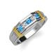 4 - Kevin 0.47 ctw Blue Topaz and Natural Diamond Men Wedding Band (7.80 mm) 
