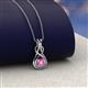 3 - Amanda 3.00 mm Round Pink Sapphire Solitaire Infinity Love Knot Pendant Necklace 
