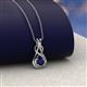 3 - Amanda 3.00 mm Round Blue Sapphire Solitaire Infinity Love Knot Pendant Necklace 