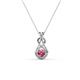 1 - Amanda 3.00 mm Round Pink Tourmaline Solitaire Infinity Love Knot Pendant Necklace 
