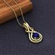 3 - Amanda 5.00 mm Round Blue Sapphire Solitaire Infinity Love Knot Pendant Necklace 