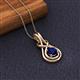 3 - Amanda 5.00 mm Round Blue Sapphire Solitaire Infinity Love Knot Pendant Necklace 