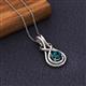 3 - Amanda 5.00 mm Round Blue Diamond Solitaire Infinity Love Knot Pendant Necklace 