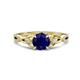 1 - Benita 1.36 ctw (6.00 mm) Round Blue Sapphire and Side Natural Diamond Celtic Love Knot Entwined Engagement Ring  
