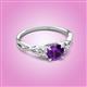 3 - Benita 1.08 ctw (6.50 mm) Round Amethyst and Side Natural Diamond Celtic Love Knot Entwined Engagement Ring  