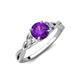 4 - Benita 1.08 ctw (6.50 mm) Round Amethyst and Side Natural Diamond Celtic Love Knot Entwined Engagement Ring  