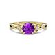 1 - Benita 1.08 ctw (6.50 mm) Round Amethyst and Side Natural Diamond Celtic Love Knot Entwined Engagement Ring  