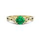 1 - Benita 1.01 ctw (6.00 mm) Round Emerald and Side Natural Diamond Celtic Love Knot Entwined Engagement Ring  