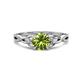 1 - Benita 1.31 ctw (6.50 mm) Round Peridot and Side Natural Diamond Celtic Love Knot Entwined Engagement Ring  