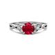 1 - Benita 1.16 ctw (6.00 mm) Round Ruby and Side Natural Diamond Celtic Love Knot Entwined Engagement Ring  