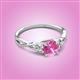 3 - Benita 1.31 ctw (6.00 mm) Round Pink Sapphire and Side Natural Diamond Celtic Love Knot Entwined Engagement Ring  