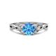 1 - Benita 1.16 ctw (6.50 mm) Round Blue Topaz and Side Natural Diamond Celtic Love Knot Entwined Engagement Ring  