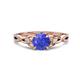 1 - Benita 1.13 ctw (6.50 mm) Round Tanzanite and Side Natural Diamond Celtic Love Knot Entwined Engagement Ring  