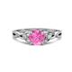 1 - Benita 1.31 ctw (6.00 mm) Round Pink Sapphire and Side Natural Diamond Celtic Love Knot Entwined Engagement Ring  