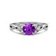 1 - Benita 1.08 ctw (6.50 mm) Round Amethyst and Side Natural Diamond Celtic Love Knot Entwined Engagement Ring  
