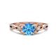 1 - Benita 1.16 ctw (6.50 mm) Round Blue Topaz and Side Natural Diamond Celtic Love Knot Entwined Engagement Ring  
