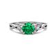 1 - Benita 1.01 ctw (6.00 mm) Round Emerald and Side Natural Diamond Celtic Love Knot Entwined Engagement Ring  