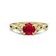 1 - Benita 1.16 ctw (6.00 mm) Round Ruby and Side Natural Diamond Celtic Love Knot Entwined Engagement Ring  