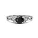 1 - Benita 1.21 ctw (6.00 mm) Round Black Diamond and Side Natural Diamond Celtic Love Knot Entwined Engagement Ring  