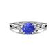 1 - Benita 1.13 ctw (6.50 mm) Round Tanzanite and Side Natural Diamond Celtic Love Knot Entwined Engagement Ring  